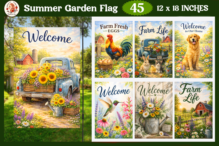 Summer Farm Life Garden Flag Bundle | Welcome Garden Life