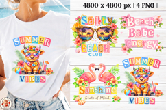 Summer Vibes Cow Sublimation Design | Preppy Summer Collage Product Image 1