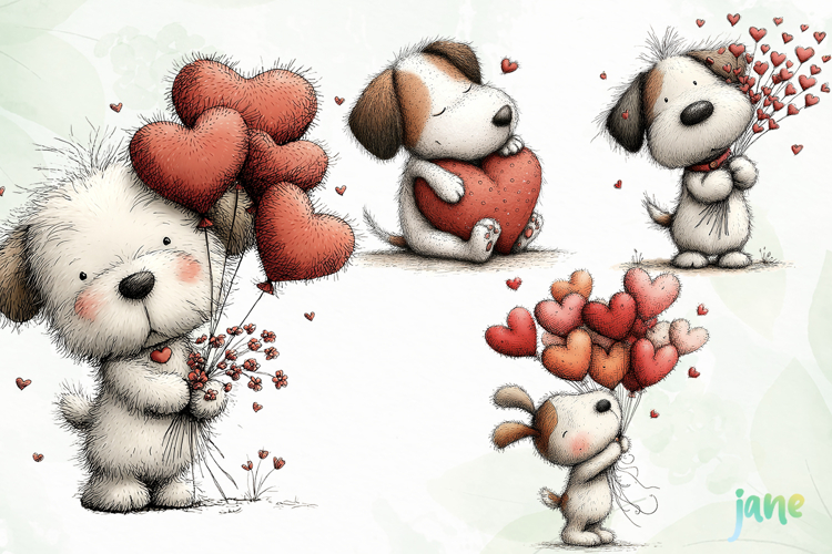 Valentine’s Day Dogs Clipart example image 1